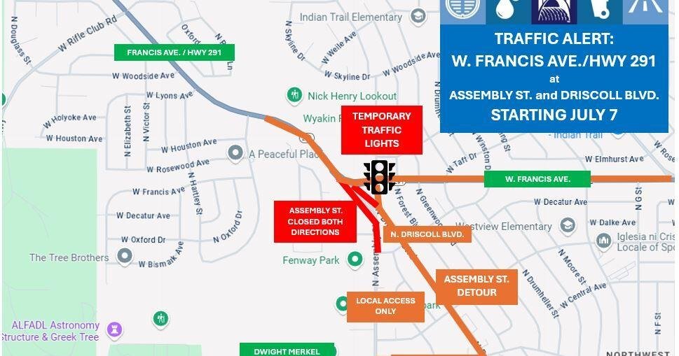 Major infrastructure project causing traffic changes in northwest Spokane starting next week | News