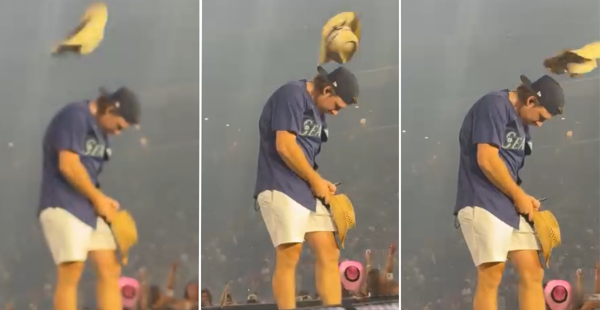 See How Morgan Wallen Reacts When Someone Throws Hat At Him On Stage