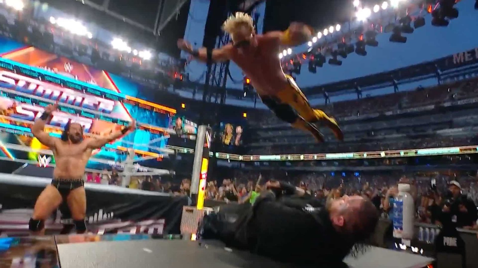 Jelly Roll Gets Slammed Straight Through Announcer’s Table at WWE SummerSlam