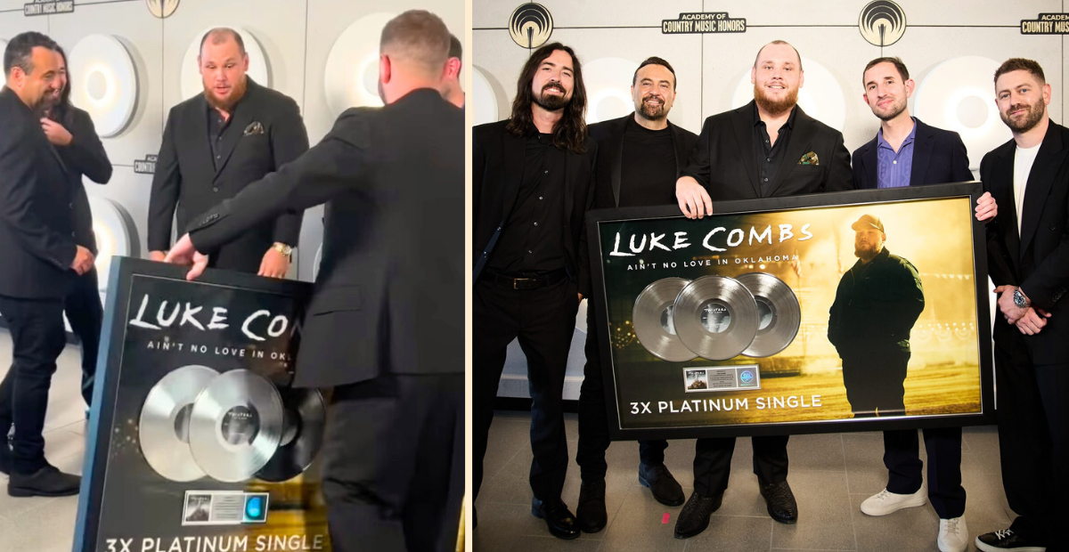 Watch The ACM Honors Surprise Luke Combs With A Platinum Plaque On The Red Carpet