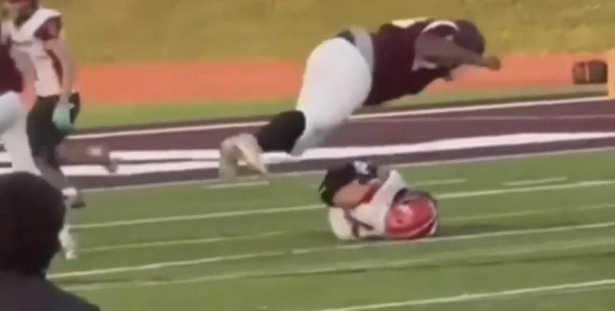 Teen footballer’s spine fractured after brutal pancake tackle caught on tape