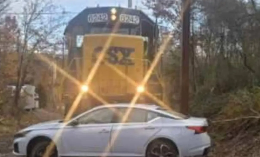 Train pushes car quarter-mile on tracks as 82-year-old driver suffers minor injuries