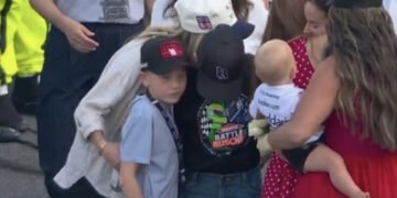 Watch The Heartwarming Moment Kyle Larson’s Son Owen Walked Up To Comfort His Friend Brexton Busch Before The Coca-Cola 600
