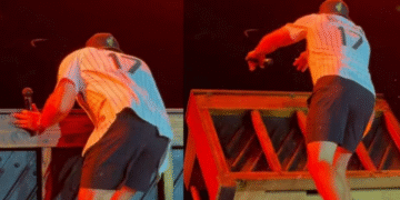 Morgan Wallen Flips His Piano Over After Some Technical Difficulties During “Sand In My Boots”