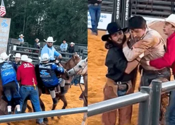 Dramatic Rodeo Video Captures Cowboy’s Terrifying Close Call On Rowdy Bucking Bronco